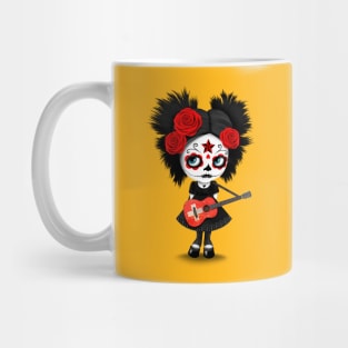 Sugar Skull Girl Playing Swiss Flag Guitar Mug